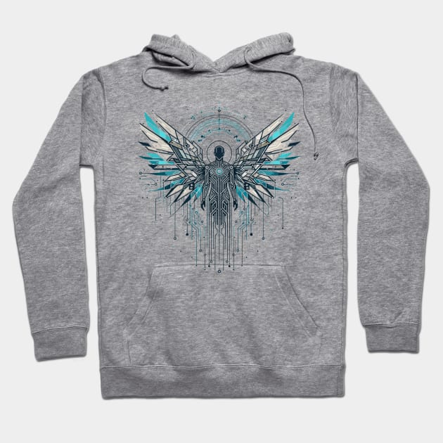 Digital Seraph: Futuristic Angel Hoodie by Graphic Wonders Emporium